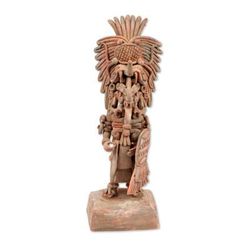Maya Lord Chaac,'Maya God of Rain Ceramic Statuette Crafted by Hand'