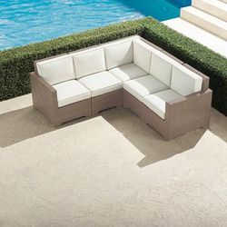 Small Palermo 5-pc. Modular Set in Dove Wicker - Standard, Restored Chalk - Frontgate