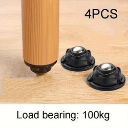 TEMU 4 Pack Of Universal Swivel Roller Wheels - Sticky Back Adhesive, Silent, And Durable For Home Furniture