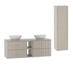Set di mobili da bagno doppio lavabo effetto legno cachemire 140cm