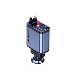 Caricabatteria da auto retrattile Starlight, caricabatteria da auto USB super veloce con luci dinamiche, doppio cavo retrattile