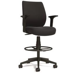 Alera Wessex Drafting Stool, Fabric, Supports Up to 275 lb, 27.95 to 33.66 Seat Height, Black Seat, Black Back, Black Base (ALEWX4614)