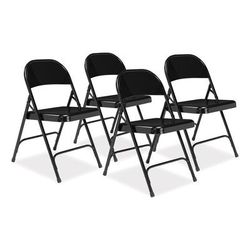 National Public Seating 510 50 Series All-Steel Folding Chair, Supports 500 lb, 16.75" Seat Height, Black Seat/Back/Base, 4/CT - Case of 4 NPS510