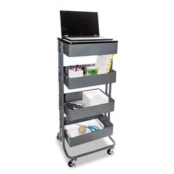 Vertiflex Products VF51025 Multi-Use Storage Cart/Stand-Up Workstation, 15.25w x 11.25d x 18.5 to 39h, Gray VRTVF51025