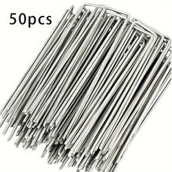TEMU Pack U-shaped Garden Stakes, Iron Metal Landscape Fabric , For Barrier, Ground Cover, Fence, Artificial Turf Securement