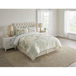 Lyocell Cotton Peony Garden Comforter Set by BrylaneHome in Green (Size FULL)