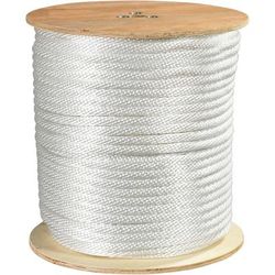 1/2", 3,900 lb, White Solid Braided Nylon Rope (TWR122)