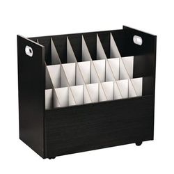 AdirOffice 21-Slot Mobile Rolling Wood Blueprint Storage Cabinet Roll File Large Document Organizer, 30 x 15.75 x 28.5, Black (ALHI625BLK)