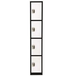 AdirOffice Steel Storage Locker, 4 Compartment, 12 x 12 x 72, Black Body/White Doors (ALHI629204BW)