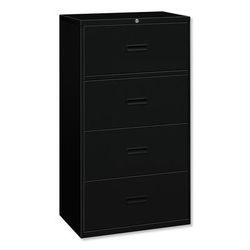 Basyx by Hon 484LP 400 Series Four-Drawer Lateral File, 36w x 18d x 52.5h, Black BSX484LP