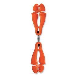 Ergodyne 19518BULK Squids 3420 Dual Clip Swivel Glove Clip Holder, 1 x 0.6 x 5.5, Acetal Copolymer, Orange, 100/Pack, Ships in 1-3 Business Days - Cas