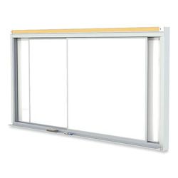 Ghent MFG HSM2410 Horizontal Sliding Porcelain Magnetic Whiteboard, 120 x 48, White Surface, Satin Aluminum Frame