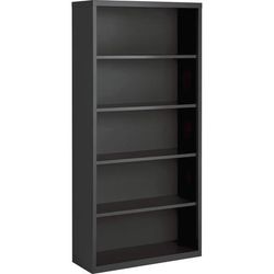 Lorell 59694 Bookcase, 5-Shelf, Steel, 34-1/2"x12-5/8"x30", Charcoal LLR59694