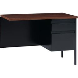 Lorell 60921 Single Pedestal Desk, RH, 42" x 24" x 29-1/2", Black Walnut LLR60921