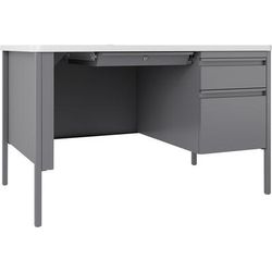 Lorell 66940 Desk, Right-Pedestal, 48"x30"x29-1/2", White/Platinum LLR66940