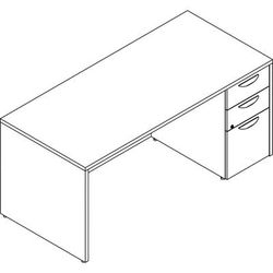 Lorell PD3066RSPGE Prominence 2.0 Gray Elm Laminate Desk Unit - 66" x 30" x 29" , 1" Top, 0.1" Edge - 3 x File Drawer LLRPD3066RSPGE