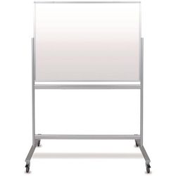 Luxor Mobile Magnetic Glass Dry Erase Board, 48" x 36", White Surface, Silver Aluminum Frame (LXOMMGB4836)
