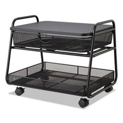 Safco 5208BL Onyx Under Desk Machine Stand, 2 Shelves, 21w x 16d x 17.5h, Black, 100-lb Capacity SAF5208BL