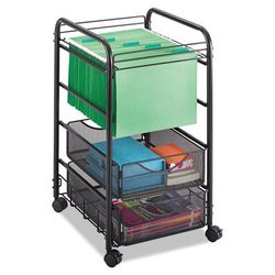 Safco Onyx Mesh Open Mobile File, Two-Drawers, 15.75w x 17d x 27h, Black (SAF5215BL)