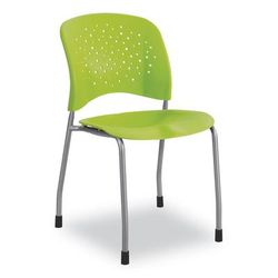Safco Reve GuestBistro Chair with Straight Legs, Supports Up to 250 lb, 18" Seat Height, Green Seat/Back, Silver Base, 2/Carton (SAF6805GN)