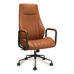 Union & Scale Industria 3-50L Ergonomic Bonded Leather Swivel Manager Chair, Supports Up to 275 lbs, 16.81" to 20.55" Seat Height, Brown (UOSUN61642CC