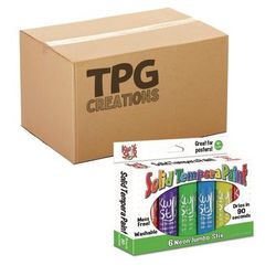 TPG Creations Jumbo Kwik Stix Tempera Paint Set, 6 Assorted Neon Colors, 6/Pack, 12 Packs/Carton (TPG64512)