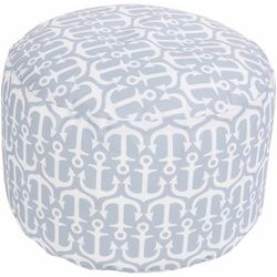 Storvreta 13"H x 20"W x 20"D Coastal Off White/Medium Gray Outdoor Pouf - Boutique Rugs