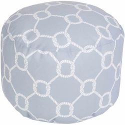 Szeghalom 13"H x 20"W x 20"D Coastal Medium Gray/Off White Outdoor Pouf - Boutique Rugs