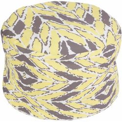 Kalanwali 13"H x 20"W x 20"D Taupe/Yellow Outdoor Pouf - Boutique Rugs