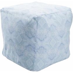 Nordreisa 18"H x 18"W x 18"D Modern Slate Blue/Off White/Light Silver/Medium Gray/Metallic Silver Outdoor Pouf - Boutique Rugs