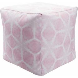 Bonneterre 18"H x 18"W x 18"D Modern Off White/Pale Slate/Metallic Silver/Light Silver Outdoor Pouf - Boutique Rugs