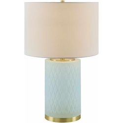 Khelyulya 27"H x 17"W x 17"D Traditional Ice Blue/Metallic - Brass/Blue/White/Translucent Table Lamp - Boutique Rugs
