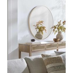 Pontalina 32"H x 32"W x 1"D Modern Dark Red Accent Mirror - Boutique Rugs