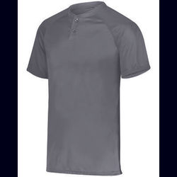 Augusta Sportswear AG1566 Athletic Youth Attain Wicking Two-Button Baseball Jersey T-Shirt in Graphite Grey size Large | Polyester 1566