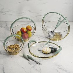 Ray Glass Woven Serveware - Serving Bowl w/ Utensils - Frontgate