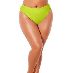 Plus Size Women's Sparkle Swim Brief by Swimsuits For All in Neon Lime (Size 10)