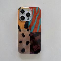 TEMU Leopard Print Four-color Jigsaw Hawksbill Tigroid Pattern Cover Case For Iphone 12 13 Pro Protective Phone Case