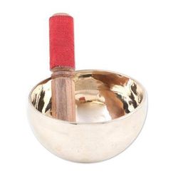 Serene Play,'Brass Meditation Bowl with Mango Wood Mallet (5 inches)'