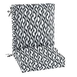 BH Outdoor Performance 2-Section Deep Seating Cushion by BrylaneHome in Black Ikat Patio Chair Thick Padding