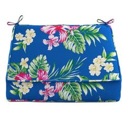 BH Outdoor Performance Single Deep Seat Cushion by BrylaneHome in Cobalt Tropicana Outdoor Patio Chair Padding