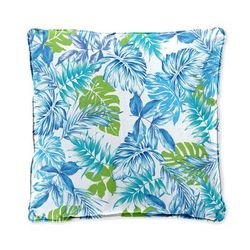 BH Outdoor Performance 20" Square Throw Pillow by BrylaneHome in Blue Fern Outdoor Patio Accent Pillow Cushion