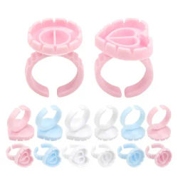 100Pcs Wholesale Disposable Eyelash Glue Fan Cup Rings Holder Container Tattoo Pigment Eyelash Extension Tools Lash Supplies