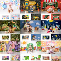 Balloons Forest Backdrops Kids Baby Birthday Cake Smash Decors Child Adult Photocall Jungle Farm