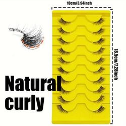 TEMU Ten/ /five Pairs Of Strip Lashes, Cat Eye Effect, Natural , 6-9-12mm, Natural On , Enlarge To Enhance The , Suitable For And Beginners