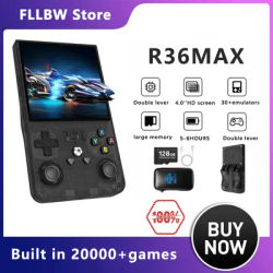 R36MAX Retro Handheld Game 4.0Inch IPS Screen Console 128GB Portable Pocket Video Player Supports 30+ Emulators