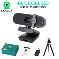 EXHQDR WEBCAM 4K/2K/1080P U autofocus, suitable for video conferencing webcast. Plug and play, built-in noise reduction micropho