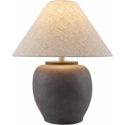 Gurgurnica 26"H x 20"W x 20"D Gray/Peach/White/Metallic - Nickel/Translucent Table Lamp - Boutique Rugs