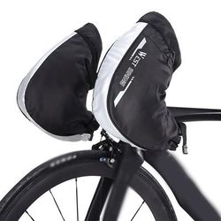 TEMU Windproof Thermal Bike Handlebar Mittens Bicycle Electric Bike Warm Handlebar Cover Reflective Painting Safety Cycle Gloves