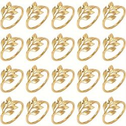 TEMU 20pcs Elegant Golden Napkin Rings - Zinc Alloy, Heat & Cold Resistant With Smooth For Weddings, Parties, And