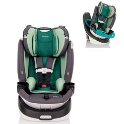 Evenflo GOLD SensorSafe Revolve 360 Slim 2-in-1 Rotational Convertible Car Seat with Green & Gentle
